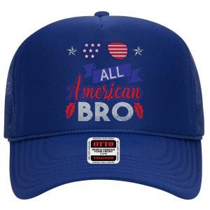 4th Of July All American Bro Family Matching Sunglasses Gift High Crown Mesh Back Trucker Hat