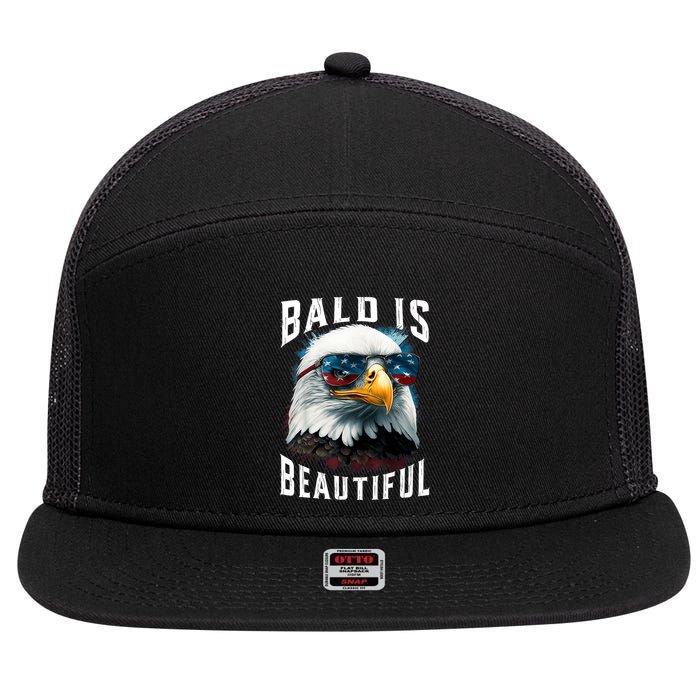 4th Of July Independence Day Bald Eagle Bald Is Beautiful 7 Panel Mesh Trucker Snapback Hat
