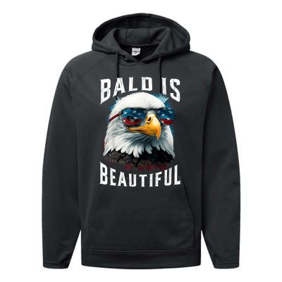 4th Of July Independence Day Bald Eagle Bald Is Beautiful Performance Fleece Hoodie