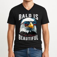 4th Of July Independence Day Bald Eagle Bald Is Beautiful V-Neck T-Shirt
