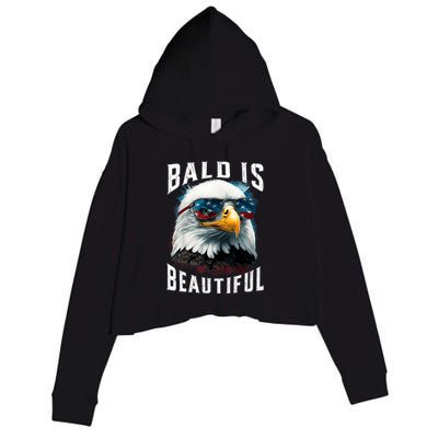 4th Of July Independence Day Bald Eagle Bald Is Beautiful Crop Fleece Hoodie