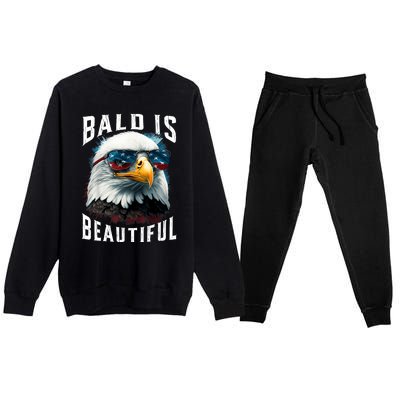 4th Of July Independence Day Bald Eagle Bald Is Beautiful Premium Crewneck Sweatsuit Set