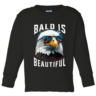 4th Of July Independence Day Bald Eagle Bald Is Beautiful Toddler Long Sleeve Shirt