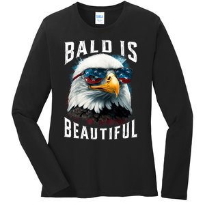 4th Of July Independence Day Bald Eagle Bald Is Beautiful Ladies Long Sleeve Shirt