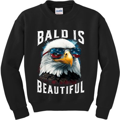 4th Of July Independence Day Bald Eagle Bald Is Beautiful Kids Sweatshirt