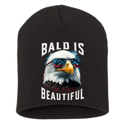 4th Of July Independence Day Bald Eagle Bald Is Beautiful Short Acrylic Beanie