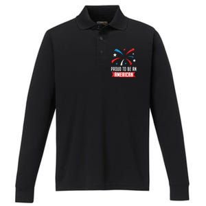 4th Of July Independence Day 1976 Proud To Be An American Gift Performance Long Sleeve Polo