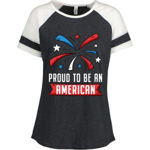 4th Of July Independence Day 1976 Proud To Be An American Gift Enza Ladies Jersey Colorblock Tee