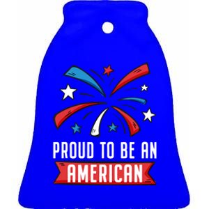 4th Of July Independence Day 1976 Proud To Be An American Gift Ceramic Bell Ornament