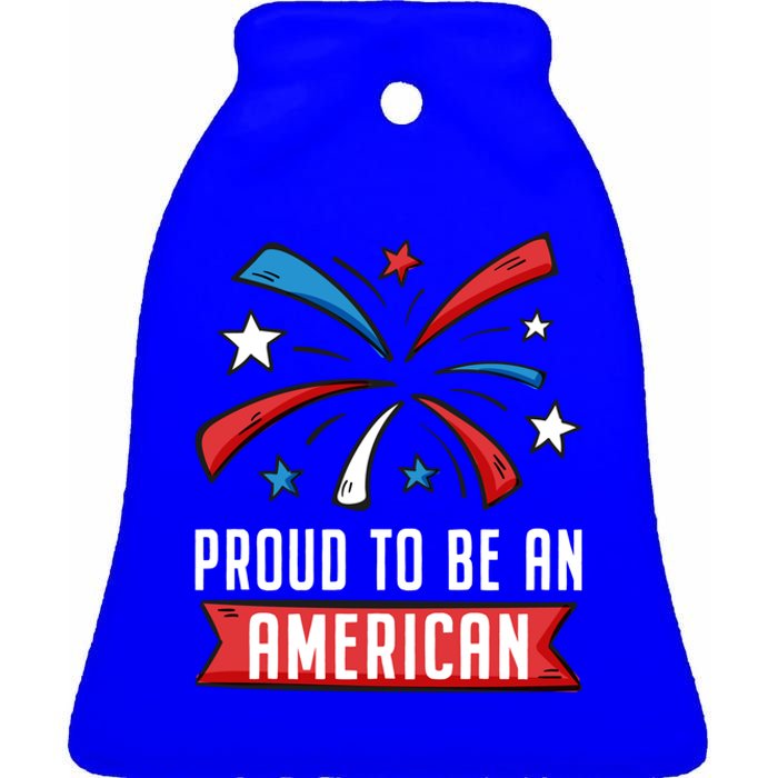 4th Of July Independence Day 1976 Proud To Be An American Gift Ceramic Bell Ornament