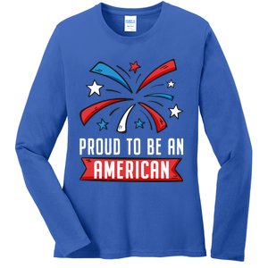 4th Of July Independence Day 1976 Proud To Be An American Gift Ladies Long Sleeve Shirt