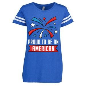 4th Of July Independence Day 1976 Proud To Be An American Gift Enza Ladies Jersey Football T-Shirt