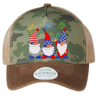 4th of July Gnomes Patriotic American Flag Cute Gnome Legacy Tie Dye Trucker Hat