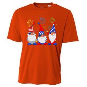 4th of July Gnomes Patriotic American Flag Cute Gnome Cooling Performance Crew T-Shirt