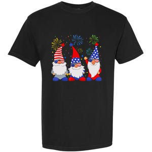 4th of July Gnomes Patriotic American Flag Cute Gnome Garment-Dyed Heavyweight T-Shirt