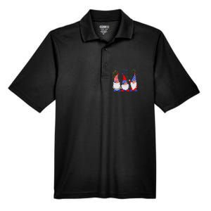 4th of July Gnomes Patriotic American Flag Cute Gnome Men's Origin Performance Pique Polo