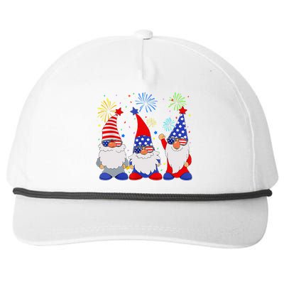 4th of July Gnomes Patriotic American Flag Cute Gnome Snapback Five-Panel Rope Hat