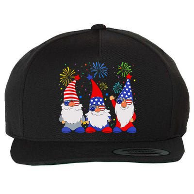 4th of July Gnomes Patriotic American Flag Cute Gnome Wool Snapback Cap