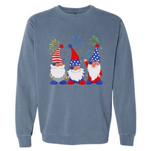 4th of July Gnomes Patriotic American Flag Cute Gnome Garment-Dyed Sweatshirt