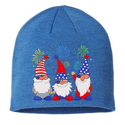 4th of July Gnomes Patriotic American Flag Cute Gnome Sustainable Beanie