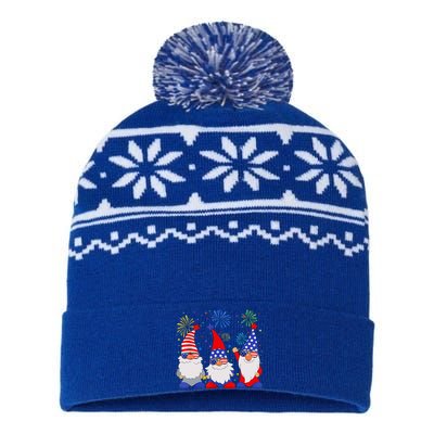 4th of July Gnomes Patriotic American Flag Cute Gnome USA-Made Snowflake Beanie