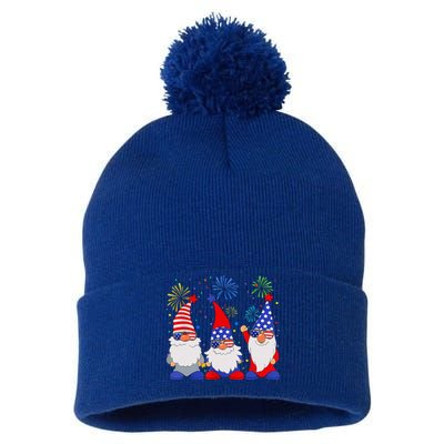 4th of July Gnomes Patriotic American Flag Cute Gnome Pom Pom 12in Knit Beanie