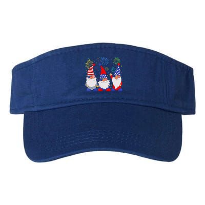 4th of July Gnomes Patriotic American Flag Cute Gnome Valucap Bio-Washed Visor