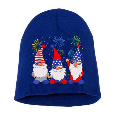 4th of July Gnomes Patriotic American Flag Cute Gnome Short Acrylic Beanie