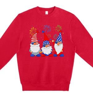 4th of July Gnomes Patriotic American Flag Cute Gnome Premium Crewneck Sweatshirt