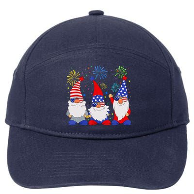 4th of July Gnomes Patriotic American Flag Cute Gnome 7-Panel Snapback Hat