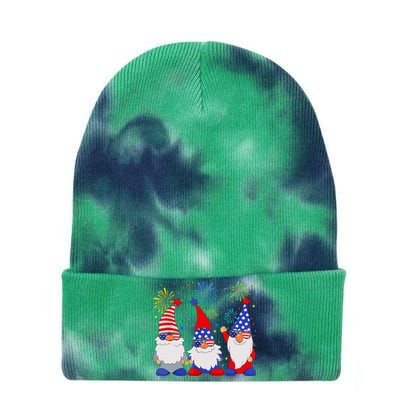 4th of July Gnomes Patriotic American Flag Cute Gnome Tie Dye 12in Knit Beanie