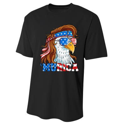 4th Of July Bald Eagle Mullet Murica Usa Usa Merica Performance Sprint T-Shirt