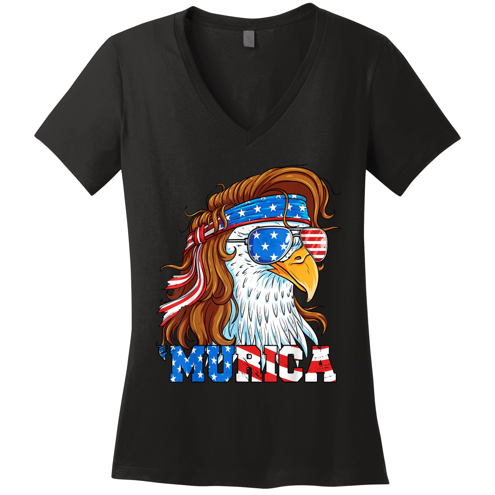 4th Of July Bald Eagle Mullet Murica Usa Usa Merica Women's V-Neck T-Shirt
