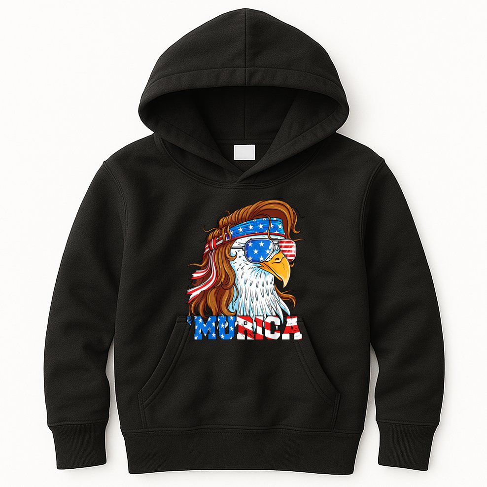 4th Of July Bald Eagle Mullet Murica Usa Usa Merica Kids Hoodie