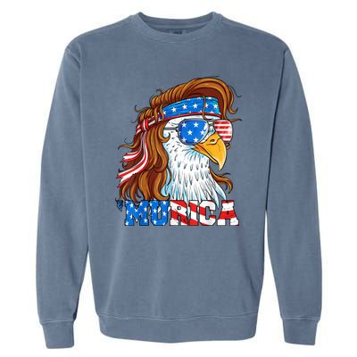 4th Of July Bald Eagle Mullet Murica Usa Usa Merica Garment-Dyed Sweatshirt