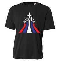 4th Of July Airplane Jet American Flag Red White Blue In Sky Cooling Performance Crew T-Shirt