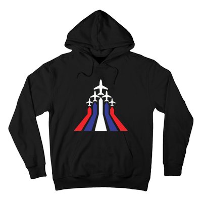 4th Of July Airplane Jet American Flag Red White Blue In Sky Hoodie