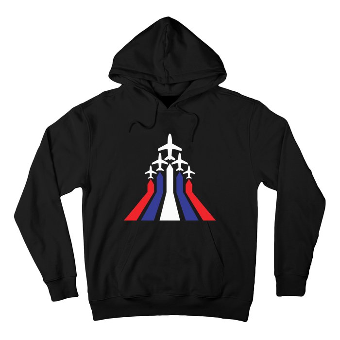 4th Of July Airplane Jet American Flag Red White Blue In Sky Hoodie