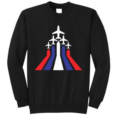 4th Of July Airplane Jet American Flag Red White Blue In Sky Sweatshirt