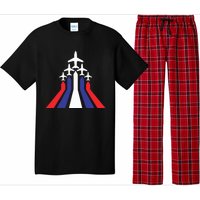 4th Of July Airplane Jet American Flag Red White Blue In Sky Pajama Set