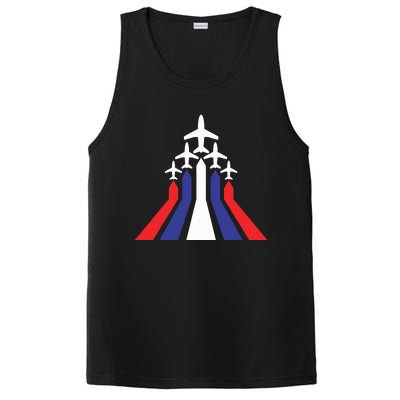 4th Of July Airplane Jet American Flag Red White Blue In Sky PosiCharge Competitor Tank