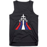 4th Of July Airplane Jet American Flag Red White Blue In Sky Tank Top