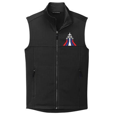 4th Of July Airplane Jet American Flag Red White Blue In Sky Collective Smooth Fleece Vest