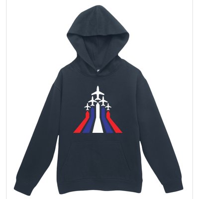 4th Of July Airplane Jet American Flag Red White Blue In Sky Urban Pullover Hoodie