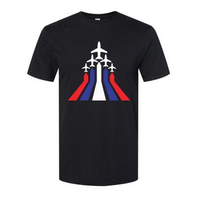 4th Of July Airplane Jet American Flag Red White Blue In Sky Softstyle CVC T-Shirt