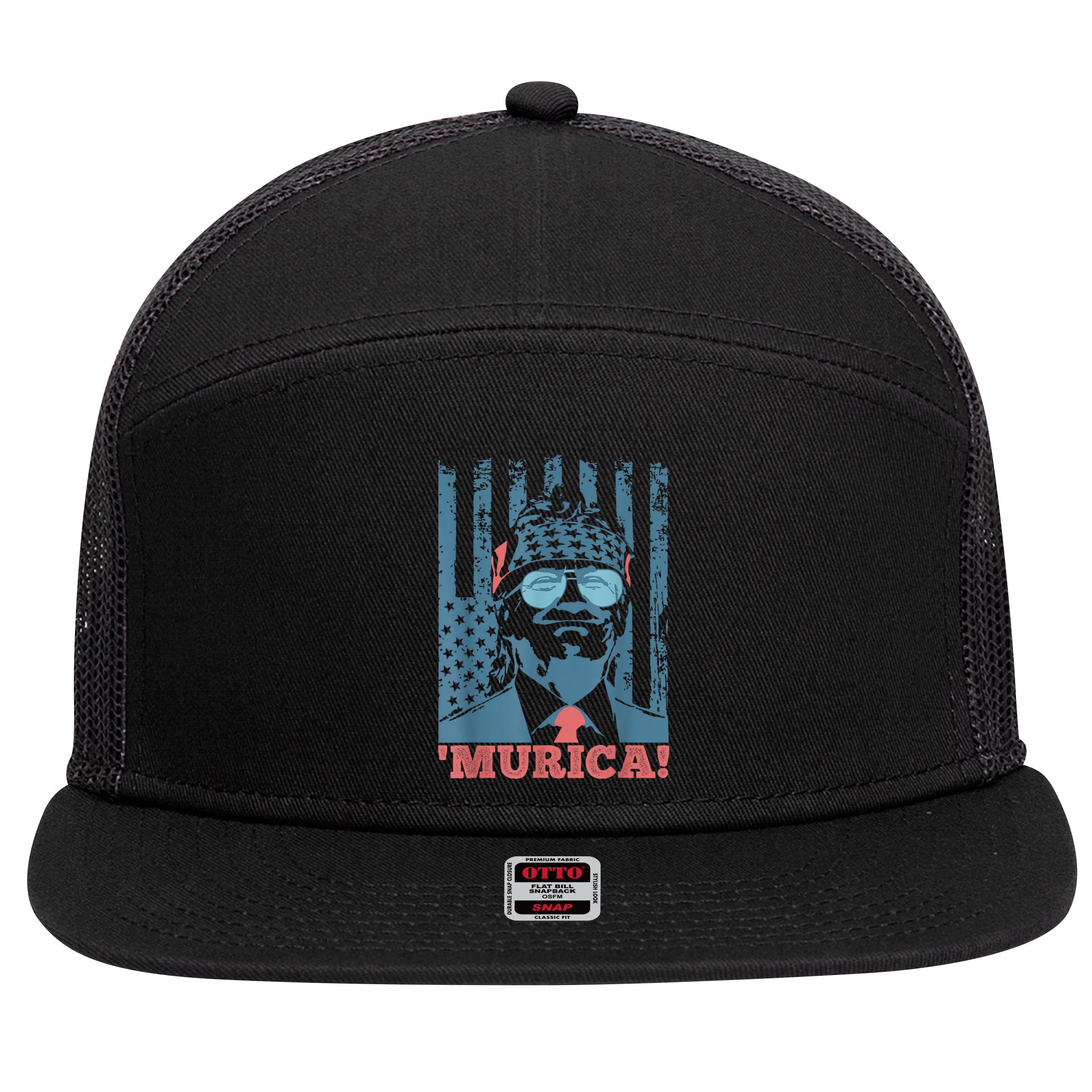 4th Of July Bald Eagle Mullet Murica Usa Usa Merica 7 Panel Mesh Trucker Snapback Hat