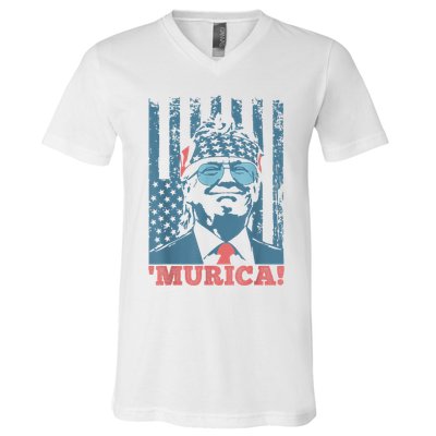 4th Of July Bald Eagle Mullet Murica Usa Usa Merica V-Neck T-Shirt