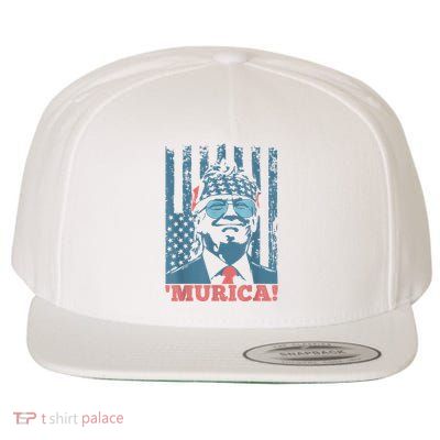 4th Of July Bald Eagle Mullet Murica Usa Usa Merica Wool Snapback Cap