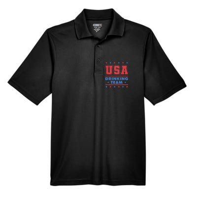 4th of July Beer Alcohol Drinker USA Drinking Team Men's Origin Performance Pique Polo