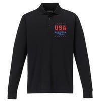 4th of July Beer Alcohol Drinker USA Drinking Team Performance Long Sleeve Polo